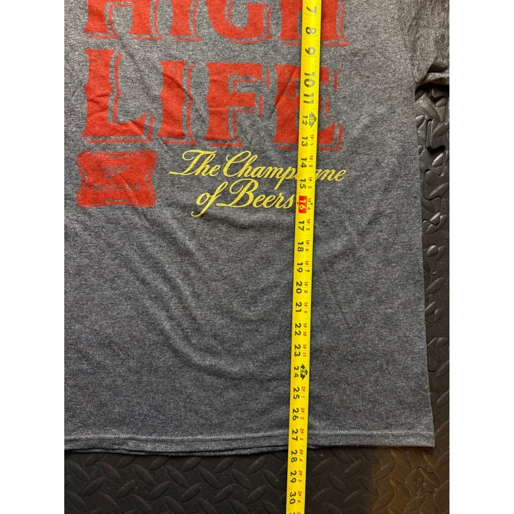 Miller High Life T Shirt Mens Medium Gray Champagne of Beers Graphic Tee 2014 - Picture 5 of 6